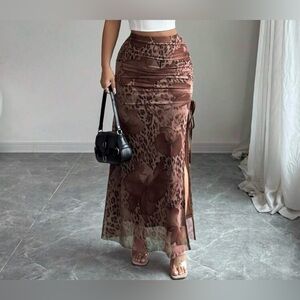 Brown Floral Maxi Skirt - never worn
